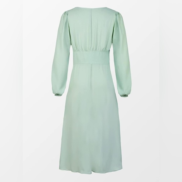 Cupshe Pastel Green V-neck Button Front Fitted Waist Midi Slit Dress M - Picture 5 of 14